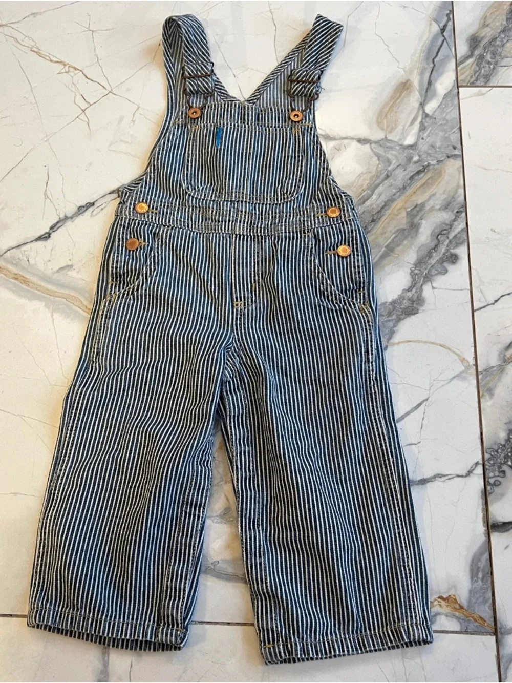 OshKosh B'gosh Railroad Conductor Pinstriped Overalls Size 24M